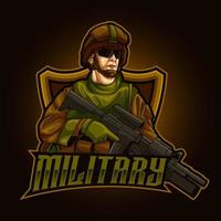 militaire leger mascotte esport logo illustratie sjabloon vector