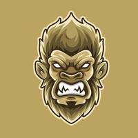 boos gorillahoofd, mascottelogo-illustratie voor esport-team en streamer vector