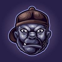 boos gorillahoofd, mascottelogo-illustratie voor esport-team en streamer vector