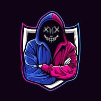 hacker-mascotte voor sport- en esports-logo vector