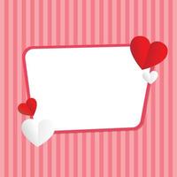 happy valentine dag achtergrond frame met harten sjabloon. decoratieve kaart met frame plat ontwerp vector
