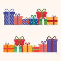 set van kleurrijke kerstverrassingen geschenken doos illustratie vector