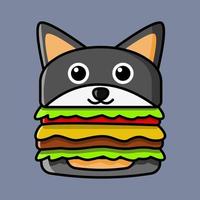 hamburger hond schattig en grappig vector