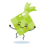 schattig doodle ketupat stripfiguur vector