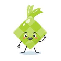 schattig doodle ketupat stripfiguur vector