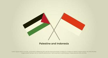 gekruiste vlaggen van palestina en indonesië. officiële kleuren. juiste verhouding vector