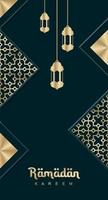 ramadan kareem wenskaarten set. ramadan vakantie-uitnodigingen sjablonen collectie met gouden letters en Arabisch patroon vector