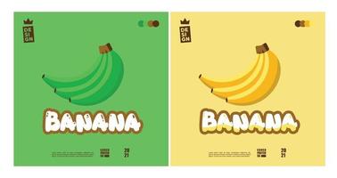schattig bananenlogo-concept met een mix van 2 kleuren vector