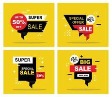 speciale grote verkoop voor banner, hot sale, flash sale, bannervector, super sale en gele vectorbanner vector