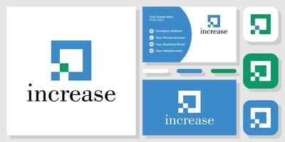 verhoog symbool vierkante geometrische pijlgroei met sjabloon voor visitekaartjes vector