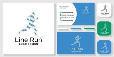 lijn rennen symbool menselijk abstract voorwaarts fitness joggen met sjabloon voor visitekaartjes vector