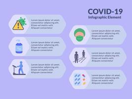 covid-19 coronavirus infographics element met verschillende verwante icoon met paarse achtergrond met moderne vlakke stijl vector