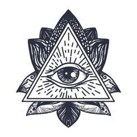 oog op lotus tattoo vector