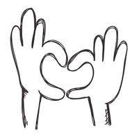 handen maken hart aanmelden over, Valentijnsdag, vectorillustratie. vector
