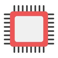 processorchippictogram, microchip plat vectorontwerp. vector