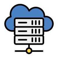 cloud server hosting icoon in plat vector design