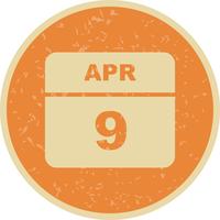 9 april Datum op een eendaagse kalender vector