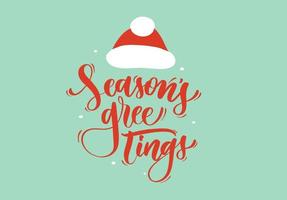 season's greetings.vector merry christmas wenskaart met kalligrafie. handgetekende moderne belettering. vector