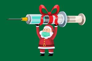 kerstcadeau van dit jaar, vraagt de wereldbevolking om het santa claus-coronavirusvaccin. vector