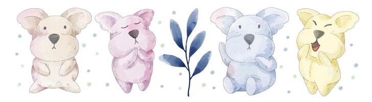 aquarel set van mooie koala in verschil actie vector