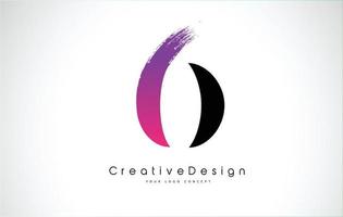 o letter logo-ontwerp met creatieve roze paarse penseelstreek. vector