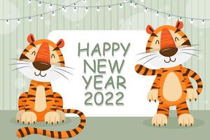 2022 tijger jaar typografie design. tijger is traditionele elementen en Chinese dierenriem. vector