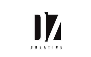 dz dz witte letter logo-ontwerp met zwart vierkant. vector