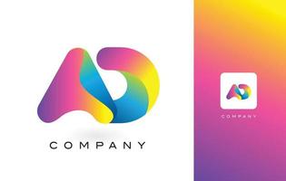 advertentie logo brief met regenboog levendige mooie kleuren. kleurrijke trendy paarse en magenta letters vector. vector