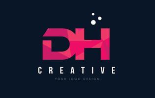 dh dh letter logo met paars laag poly roze driehoekjes concept vector