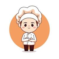 schattig en kawaii mannelijke chef-kok of bakker cartoon manga chibi vector karakter