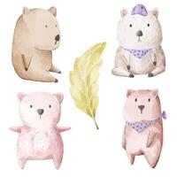 vectorillustratie aquarel set van schattige beer voor uw ontwerp. verschillende van berengebaar en kleur vector
