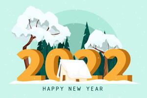 groet nieuwjaar 2022 kaart cartoon met belettering vectorillustratie vector