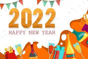 groet nieuwjaar 2022 kaart cartoon met belettering vectorillustratie vector