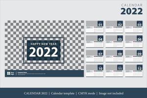 kalender 2022 ontwerp, het jaar van de tijger maandkaarten sjablonen, set van 12 maanden vector