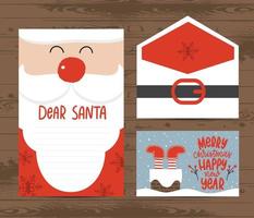 creatieve kerstbrief en envelopsjabloon. Lieve kerstman. vector