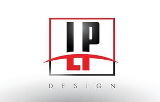 lp lp-logo letters met rode en zwarte kleuren en swoosh. vector