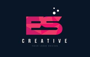 es es letter logo met paars laag poly roze driehoekjes concept vector