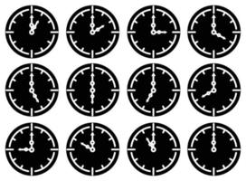 tijd klok lijn pictogrammen alarm en smartwatch tijd 24-uurs klok vector