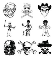 schedel kruis bot vector piraat pictogram logo halloween spook, schedel hoofd
