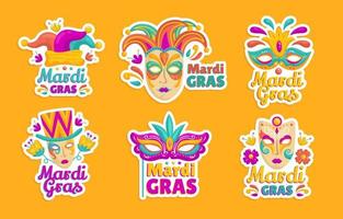 viering van mardi gras carnaval stickerset vector