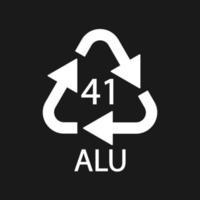 aluminium recycling symbool alu 41. vectorillustratie vector