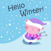 winterillustratie met schattig dier vector