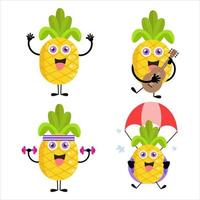 verzameling schattige ananas stripfiguren vector