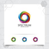 kleurrijke cirkel logo ontwerp met concept van 3d geometrische cirkel. abstract kleurrijk vectorelement dat wordt gebruikt voor afdrukken en technologie. vector