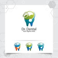 tandheelkundige logo tandarts vector ontwerp met concept van stethoscoop en tand icoon. tandheelkundige zorg voor ziekenhuis, arts, kliniek en gezondheid.