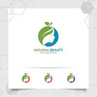spa schoonheid logo vector ontwerp met concept van groene natuur. spa- en behandelingslogo voor salon schoonheidskliniek.