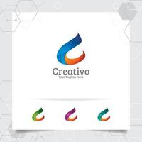 digitale logo letter c ontwerp vector met moderne kleurrijke pixel voor technologie, software, studio, app en business.