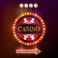 casino uithangbord retro-stijl met licht frame vector