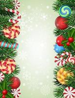 kerstachtergrond met snoepjes en decoraties vector