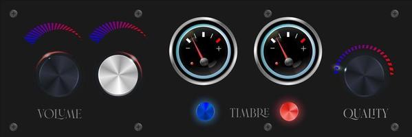 metalen interface knoppen collectie voor power volume afspelen controle vectorillustratie vector